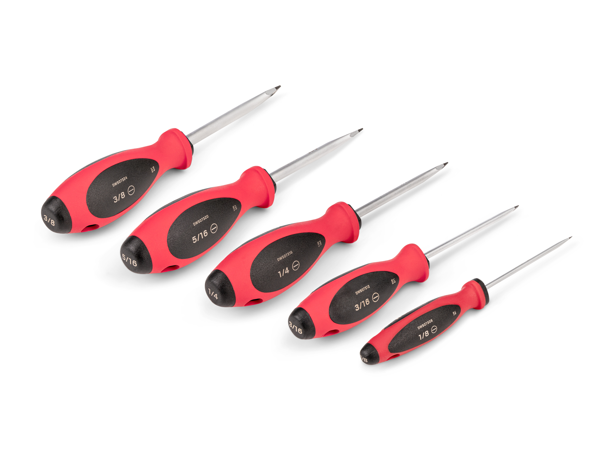 Slotted Screwdriver Set - 4 in. Shanks, 5-Piece (1/8–3/8 in.) | TEKTON