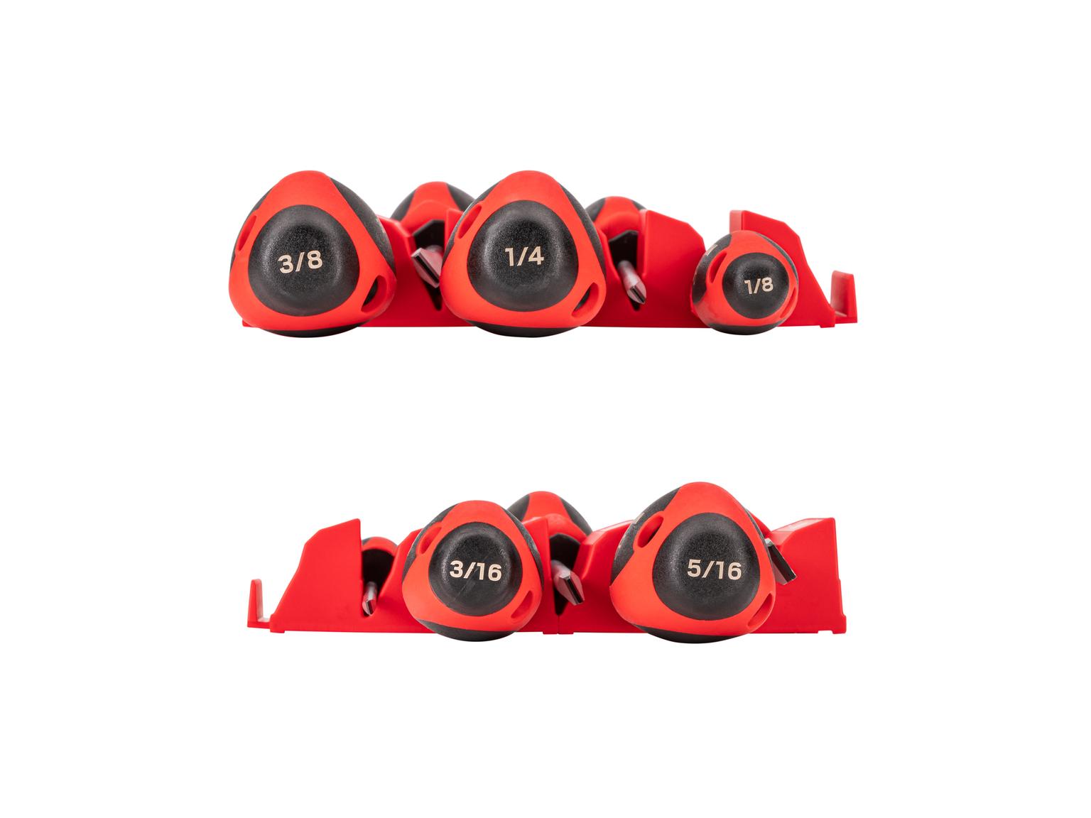 TEKTON Slotted Screwdriver Set with Red Modular Organizers - 4 Inch Shanks, 5-Piece (1/8 - 3/8 in.)