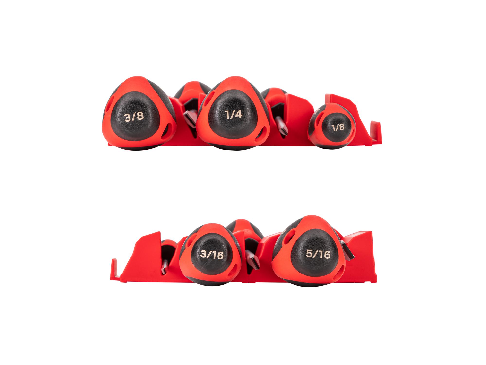 TEKTON Slotted Screwdriver Set with Red Modular Organizers - 4 Inch Shanks, 5-Piece (1/8 - 3/8 in.)