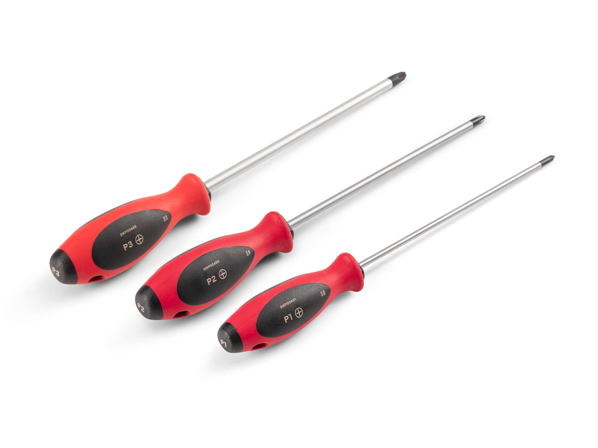 Back angle view of Tekton 8 inch screwdriver set. Item #DWP90001