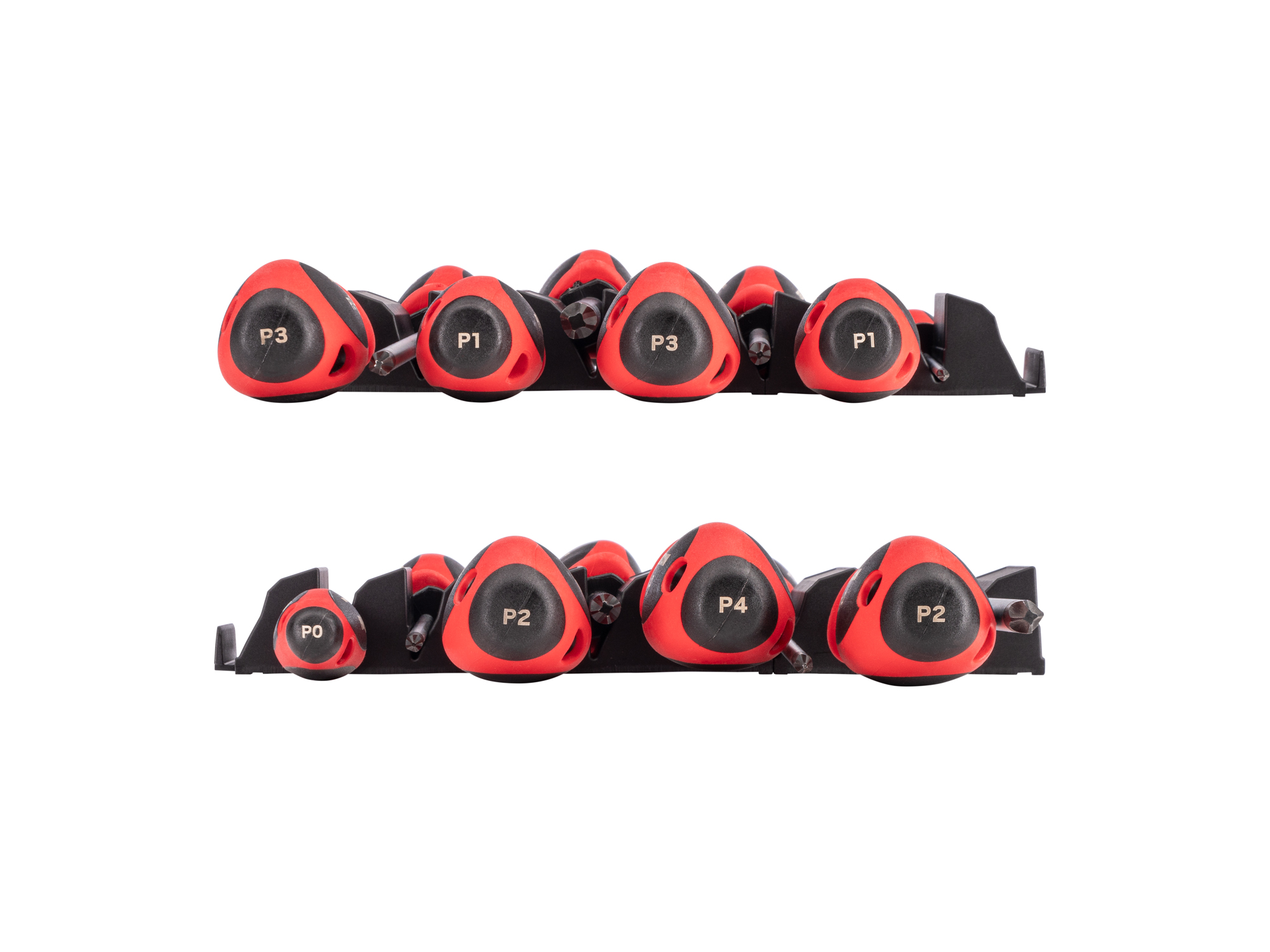 Side view of  Tekton 4, 8 inch screwdriver set. Item #DWP90100