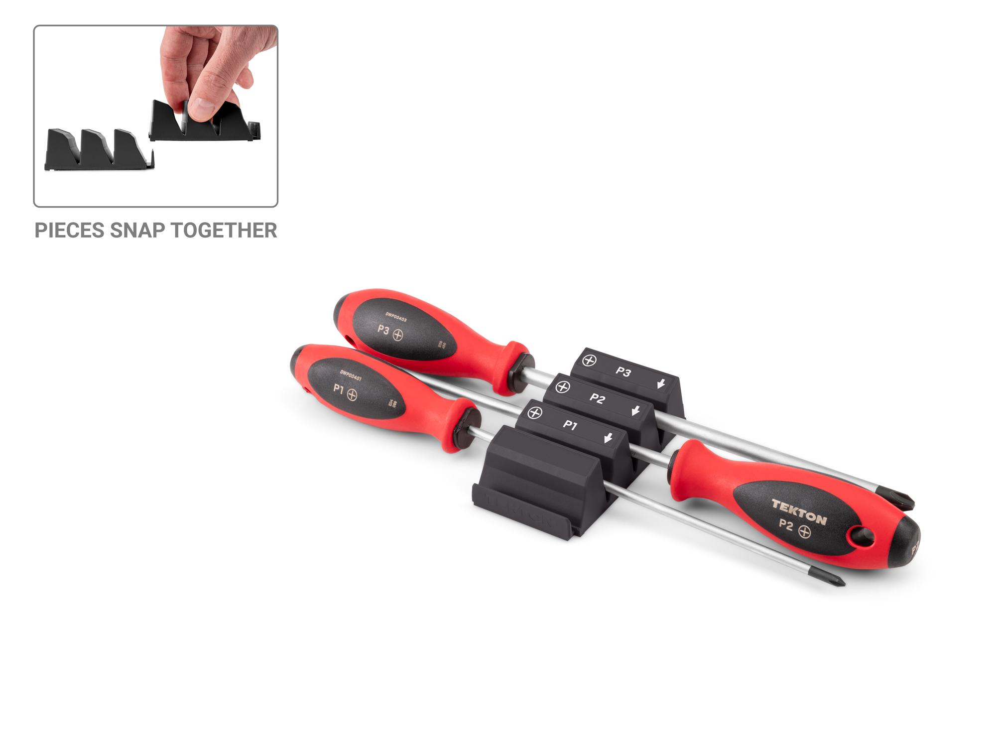 TEKTON Phillips Screwdriver Set with Black Modular Organizers - 8 Inch Shanks, 3-Piece (#1 - #3)