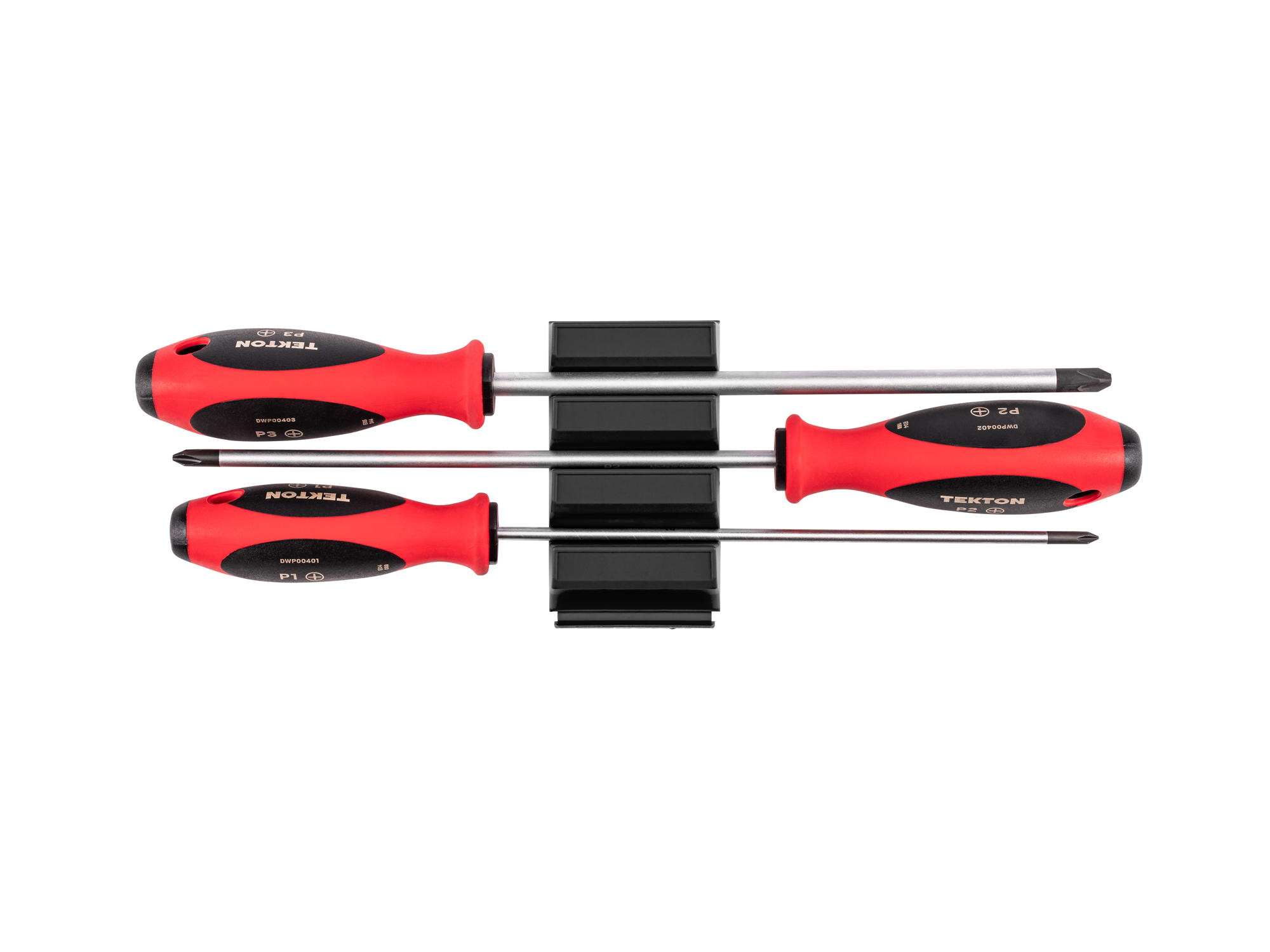 Top view of  Tekton 8 inch screwdriver set. Item #DWP90101