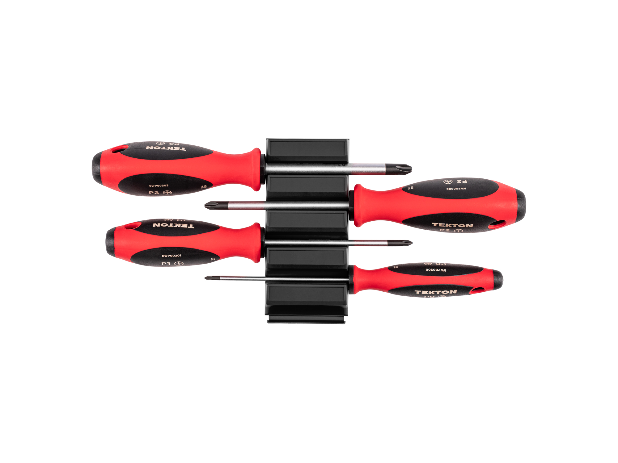 Top view of  Tekton 4 inch screwdriver set. Item #DWP90102