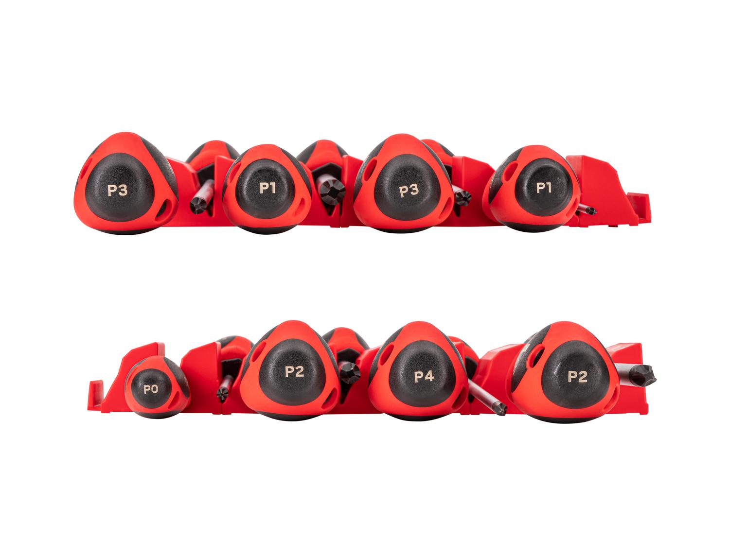 TEKTON Phillips Screwdriver Set with Red Modular Organizers - 4, 8 Inch Shanks, 8-Piece (#0 - #4)