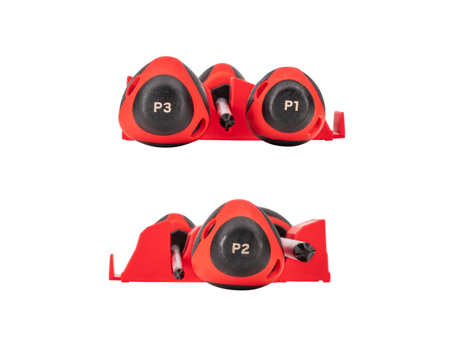 TEKTON Phillips Screwdriver Set with Red Modular Organizers - 8 Inch Shanks, 3-Piece (#1 - #3)