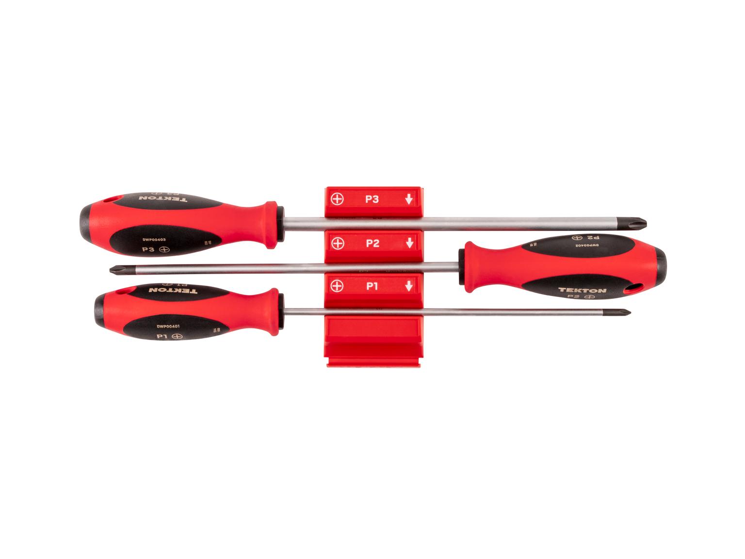 TEKTON Phillips Screwdriver Set with Red Modular Organizers - 8 Inch Shanks, 3-Piece (#1 - #3)
