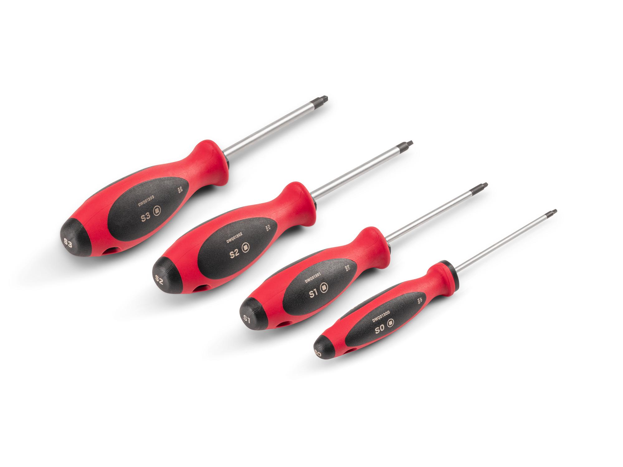 Back angle view of Tekton 4 inch screwdriver set. Item #DWQ90000