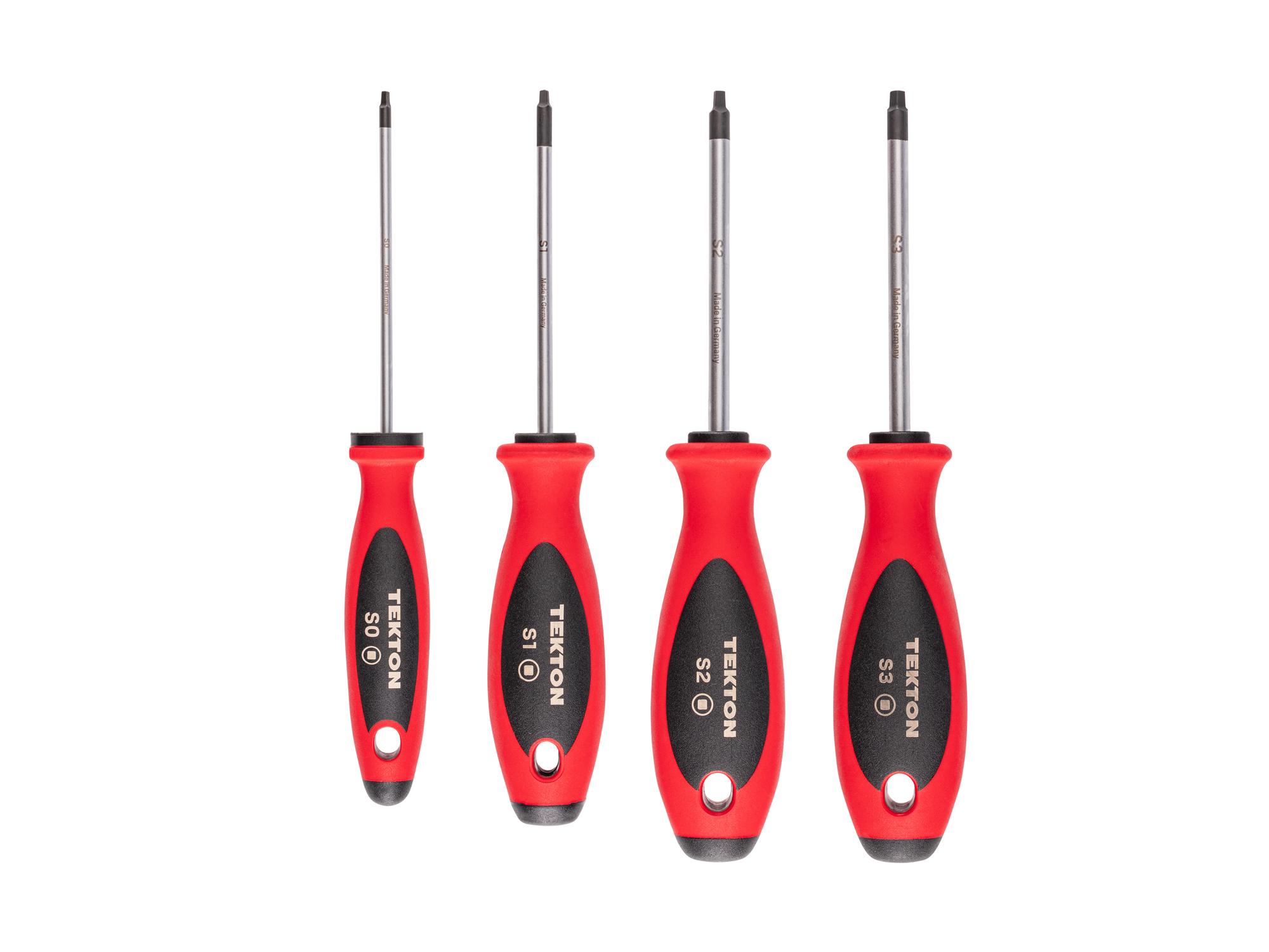 Top view of Tekton 4 inch screwdriver set. Item #DWQ90000