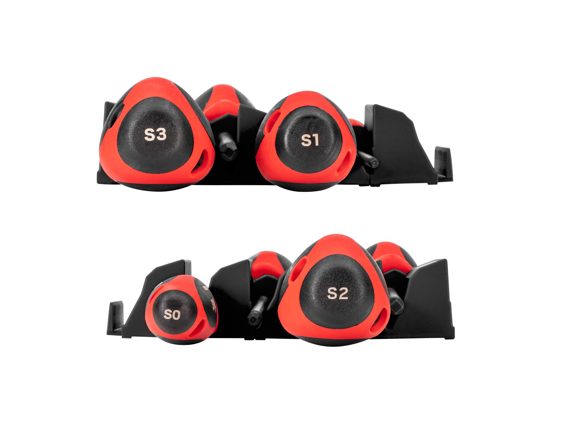 Side view of Tekton black 4 inch screwdriver set. Item #DWQ90100