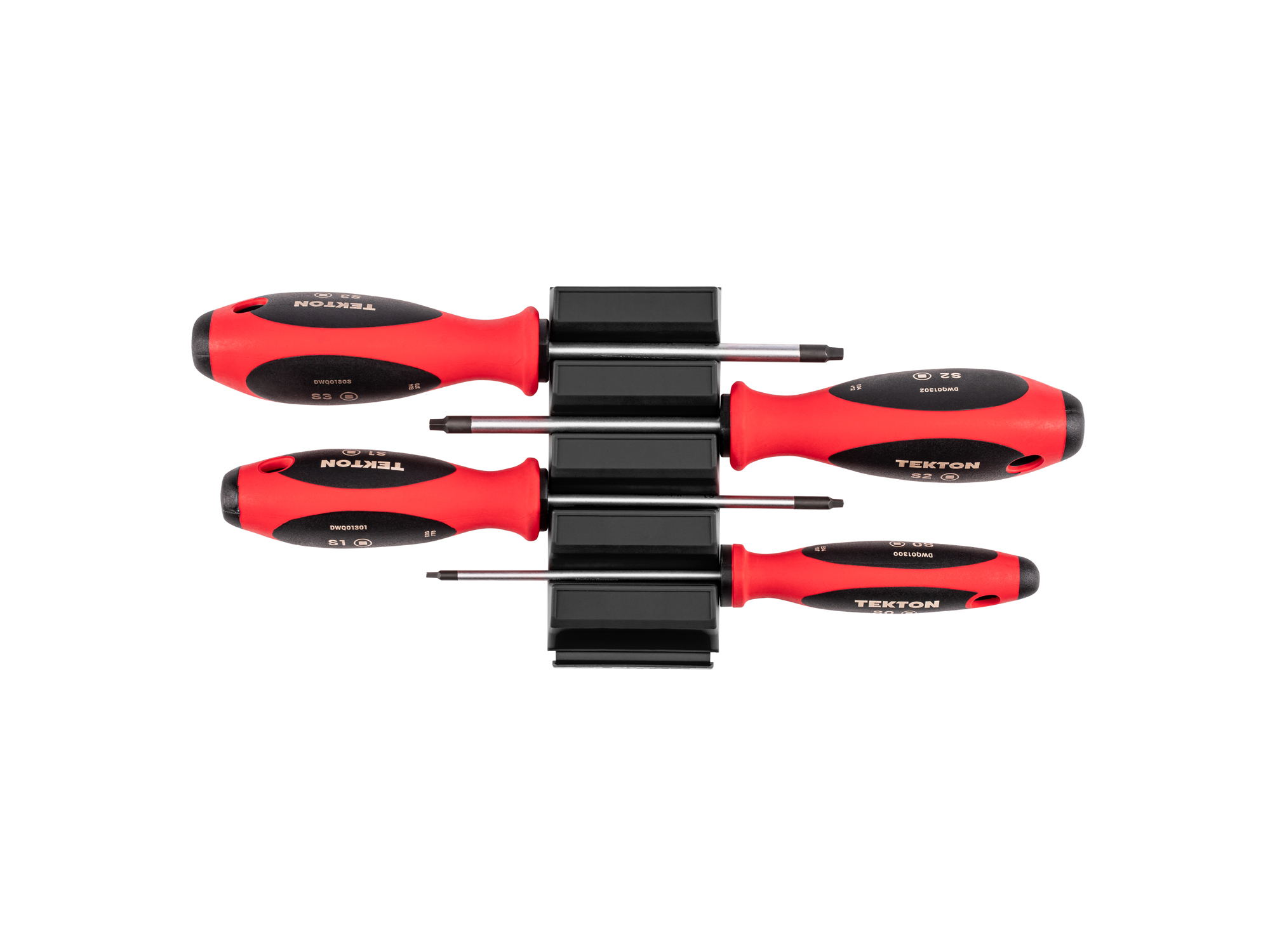 Top view of  Tekton 4 inch screwdriver set. Item #DWQ90100