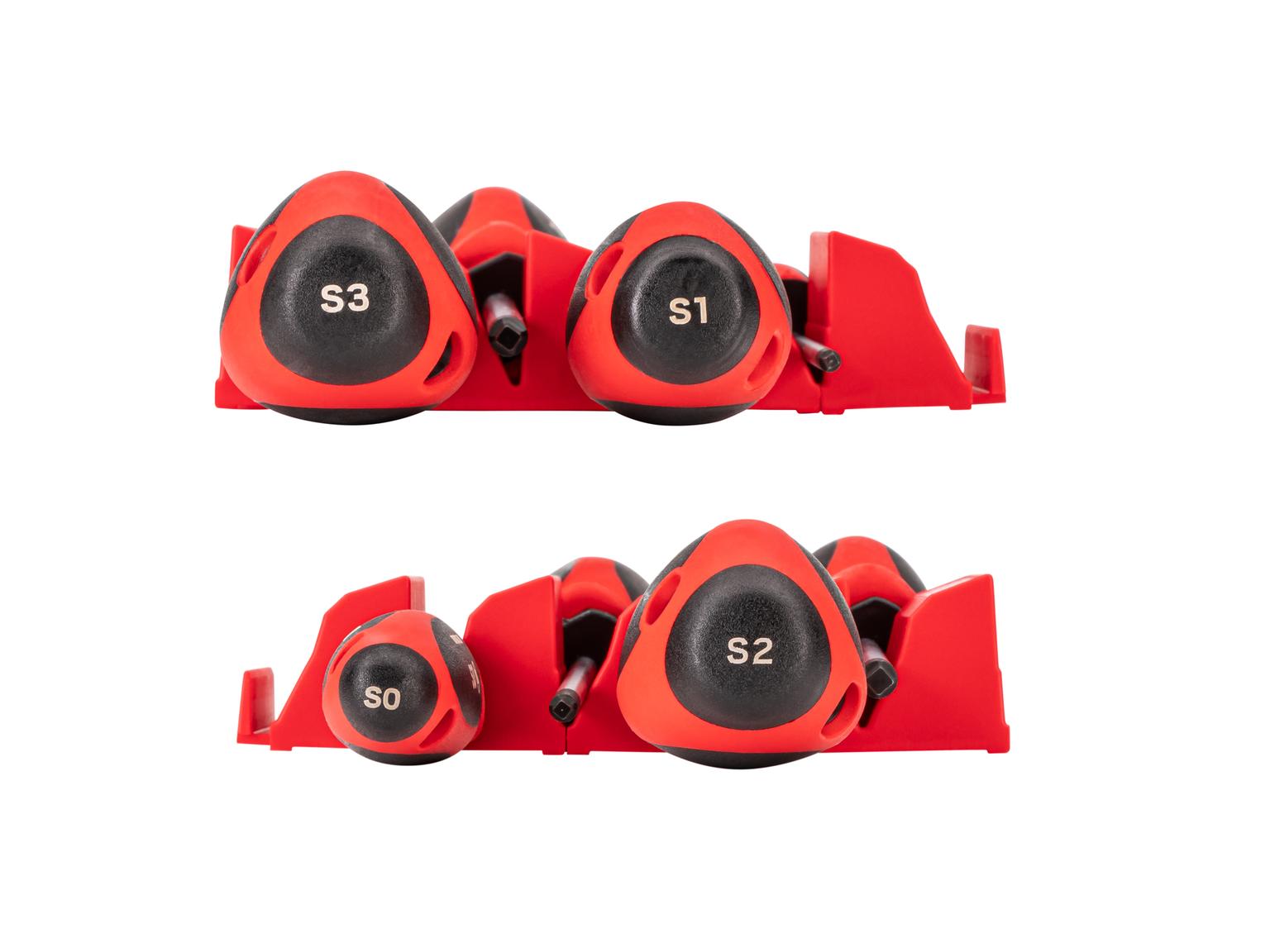 TEKTON Square Screwdriver Set with Red Modular Organizers - 4 Inch Shanks, 4-Piece (#0 - #3)