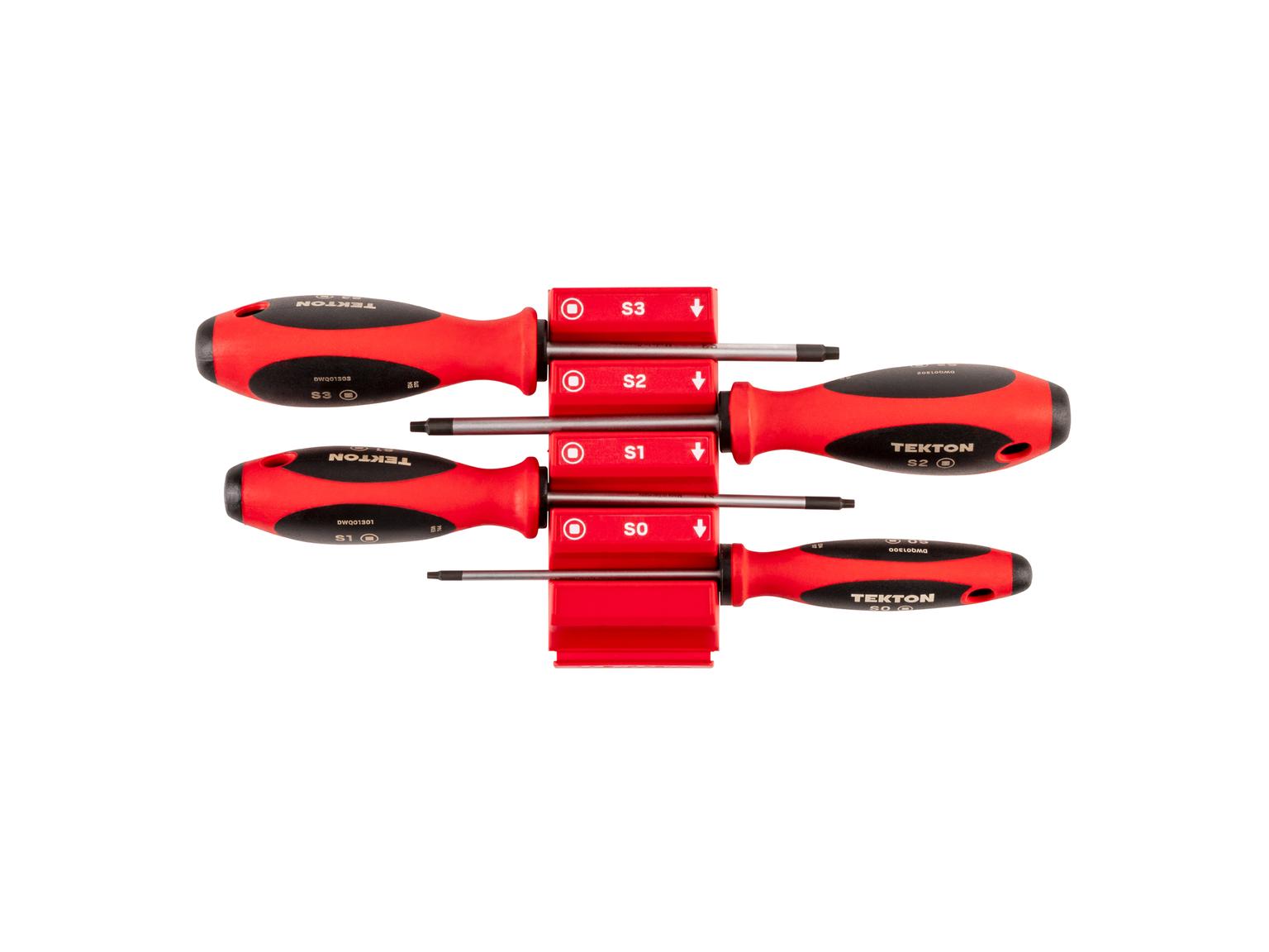 TEKTON Square Screwdriver Set with Red Modular Organizers - 4 Inch Shanks, 4-Piece (#0 - #3)