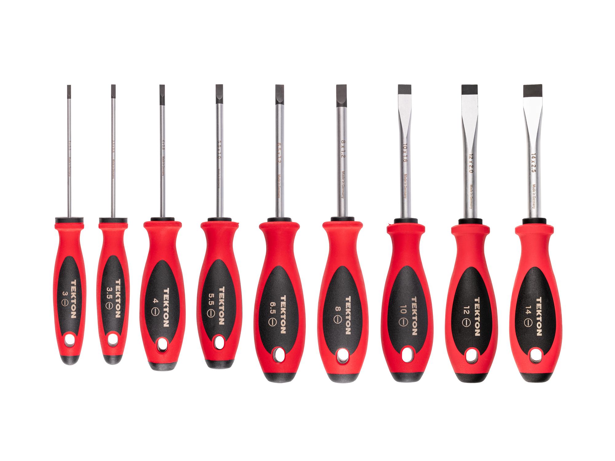 Front view of Tekton 4 inch screwdriver set. Item #DWS90000