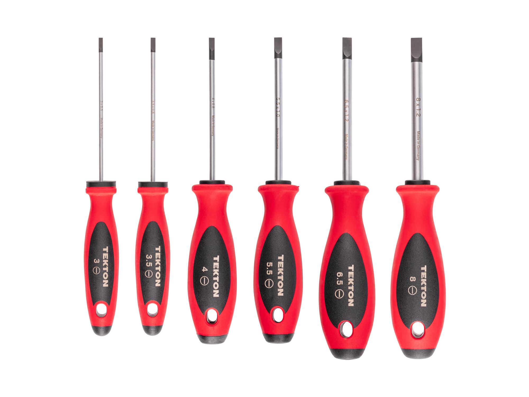 Top view of Tekton 4 inch screwdriver set. Item #DWS90001