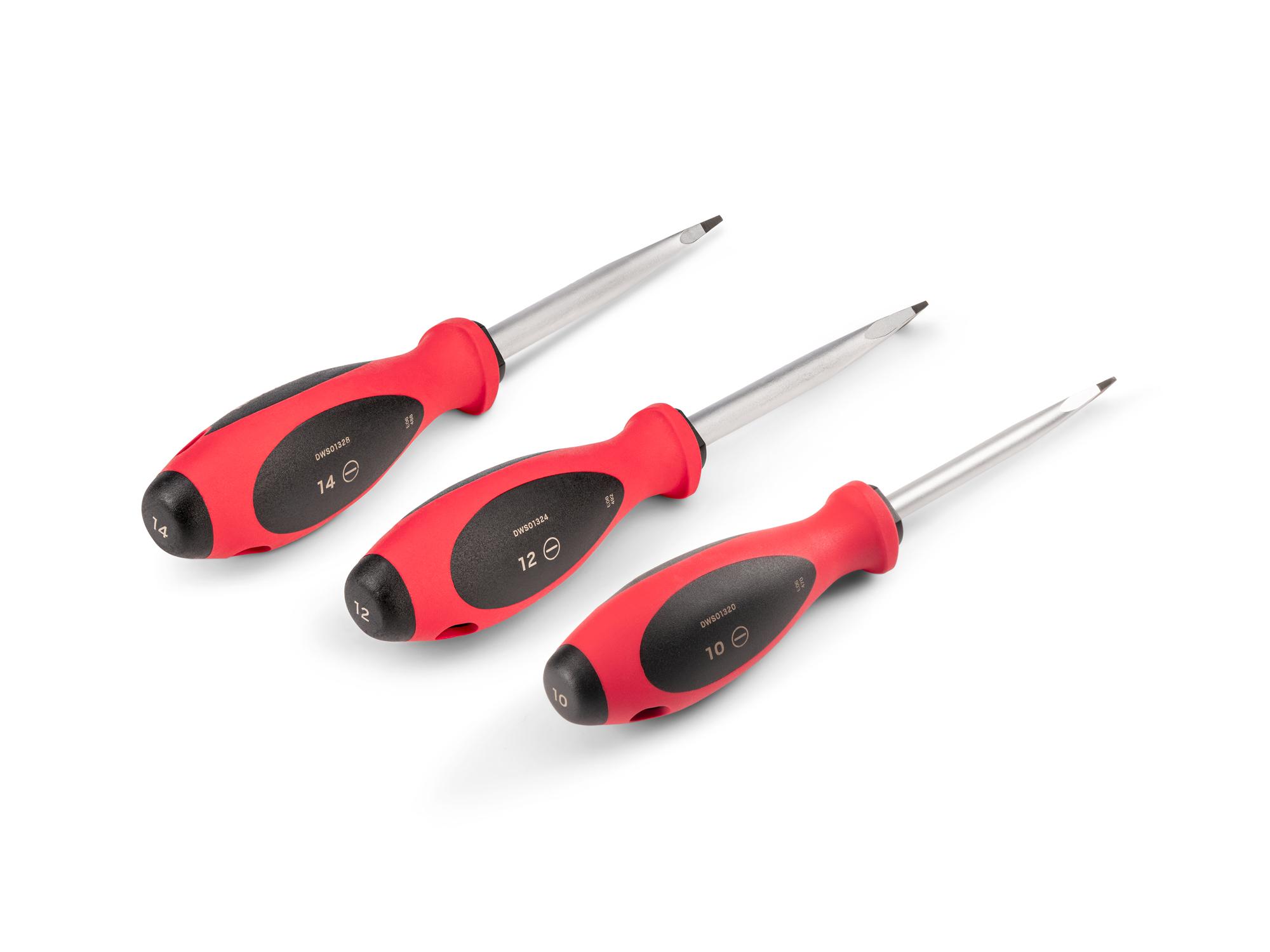 Back angle view of Tekton 4 inch screwdriver set. Item #DWS90002