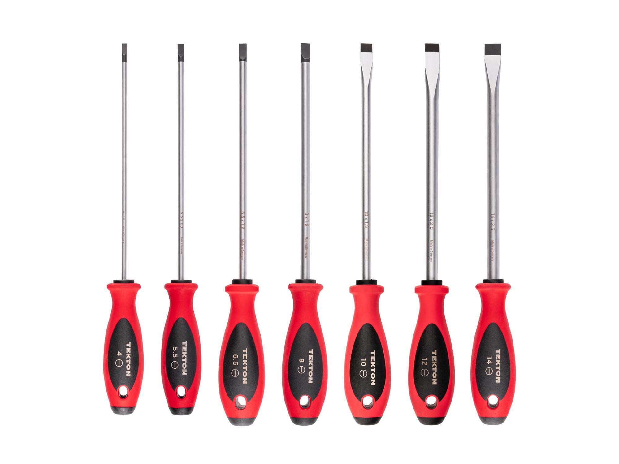 Front view of Tekton 8 inch screwdriver set. Item #DWS90003