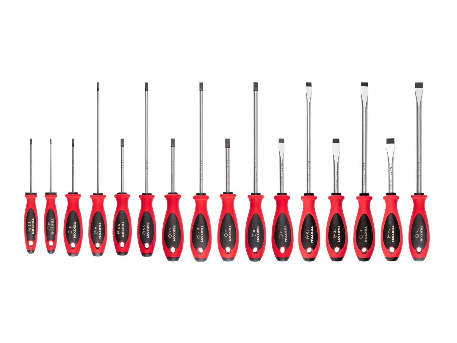 Slotted Screwdriver Set - 4, 8 Inch Shanks (16-Piece)