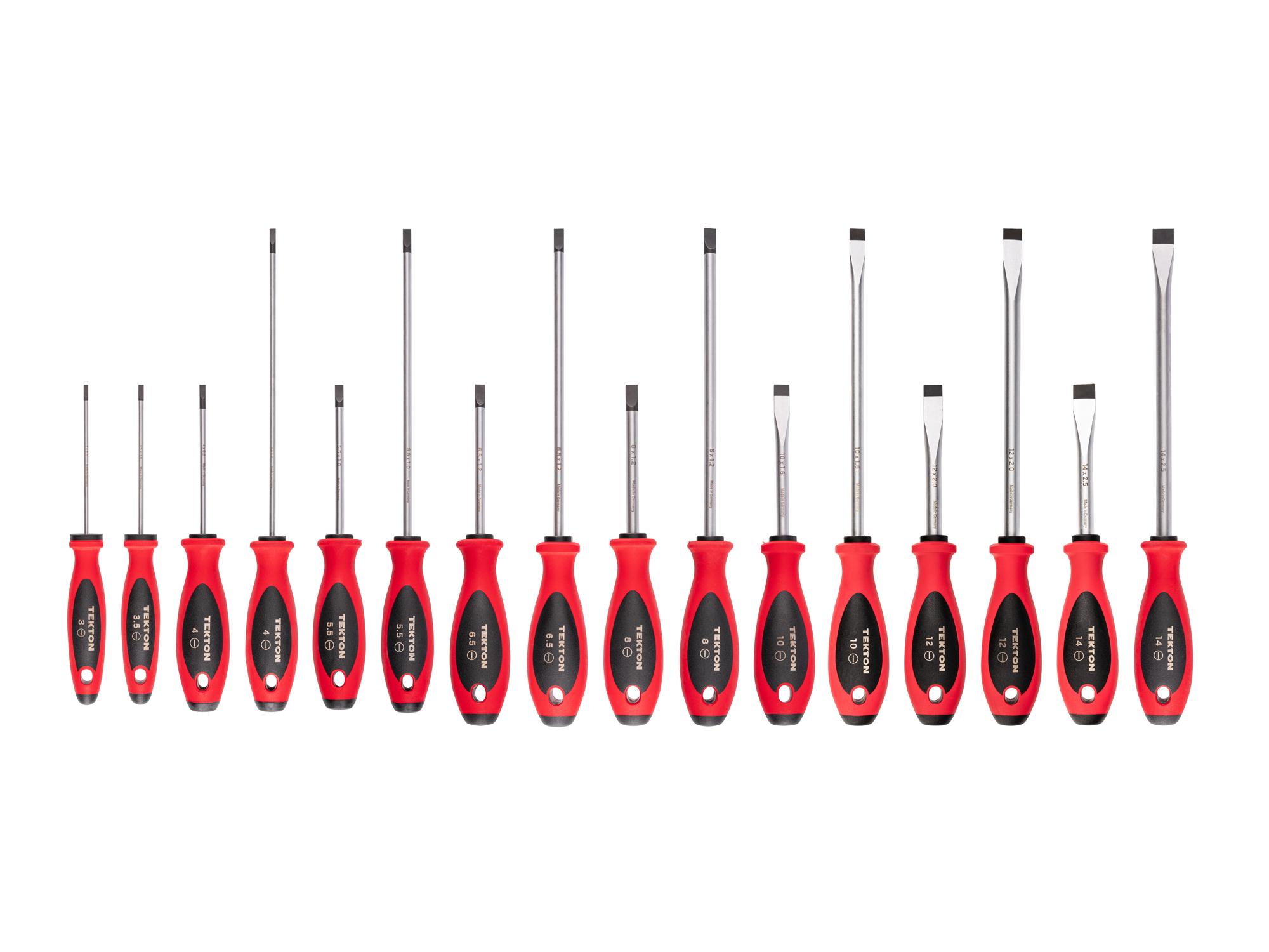 Front view of Tekton 4, 8 inch screwdriver set. Item #DWS90004