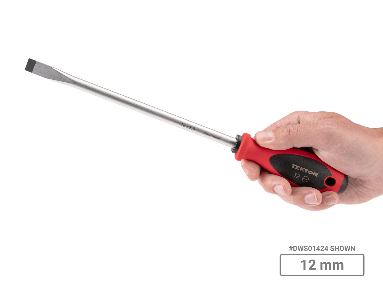 Person holding Tekton screwdriver set. Item #DWS90007