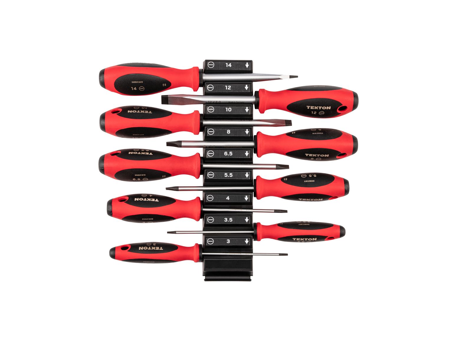 TEKTON Slotted Screwdriver Set with Modular Organizers - 4 Inch Shanks, 9-Piece (3 - 14 mm)