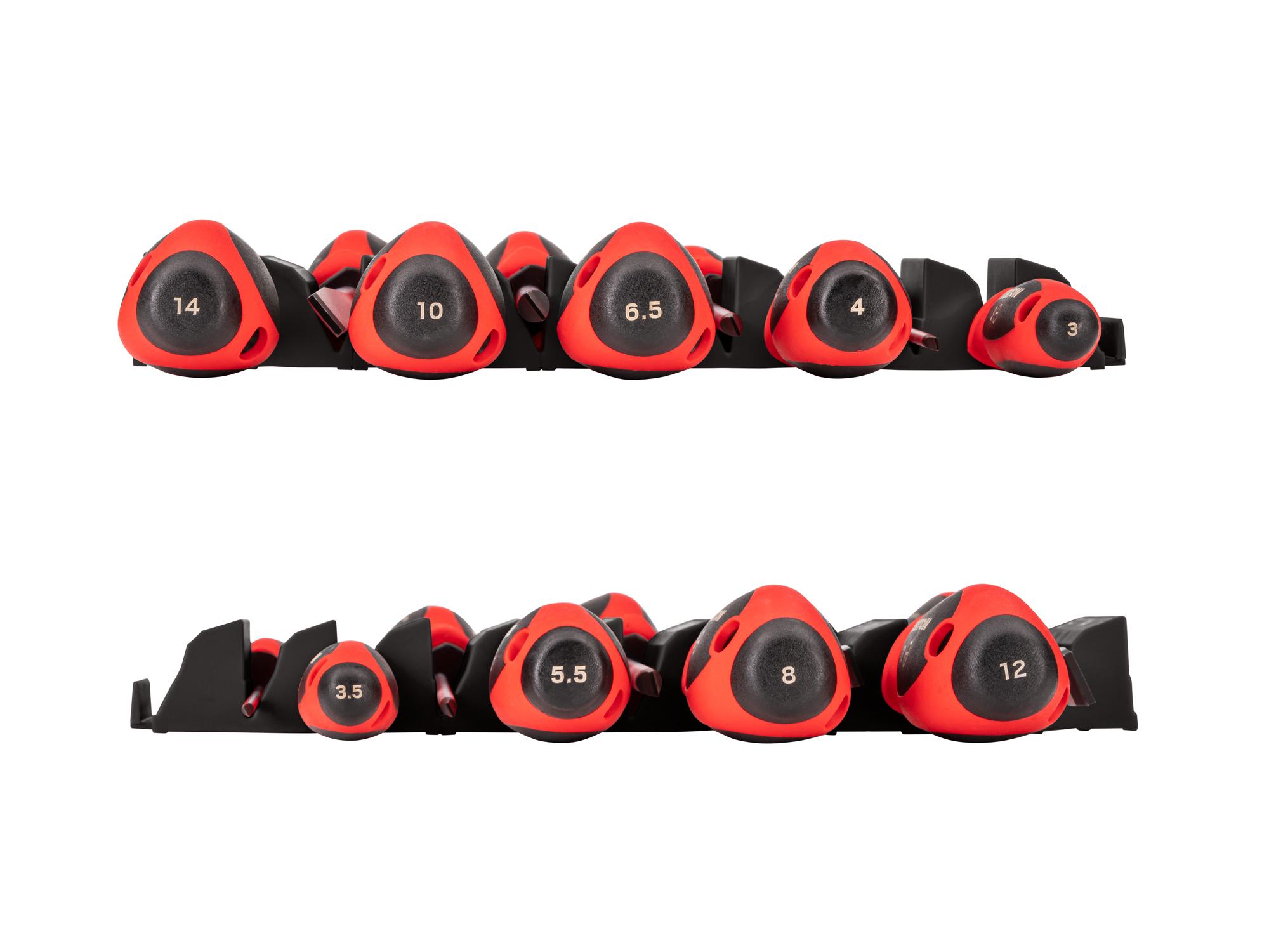 Side view of Tekton black 4 inch screwdriver set. Item #DWS90100
