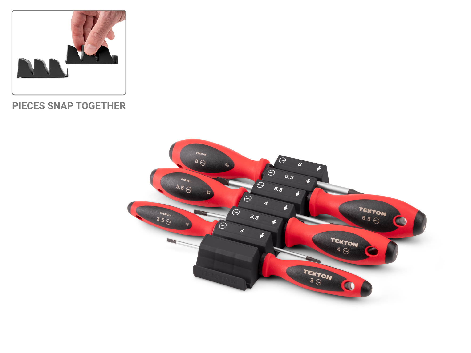 Slotted Screwdriver Set with Modular Organizers, 3–8 mm | TEKTON