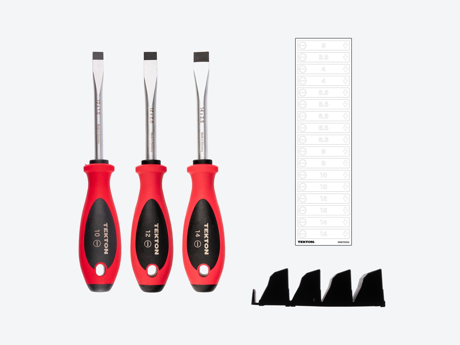 TEKTON Slotted Screwdriver Set with Modular Organizers - 4 Inch Shanks, 3-Piece (10 - 14 mm)