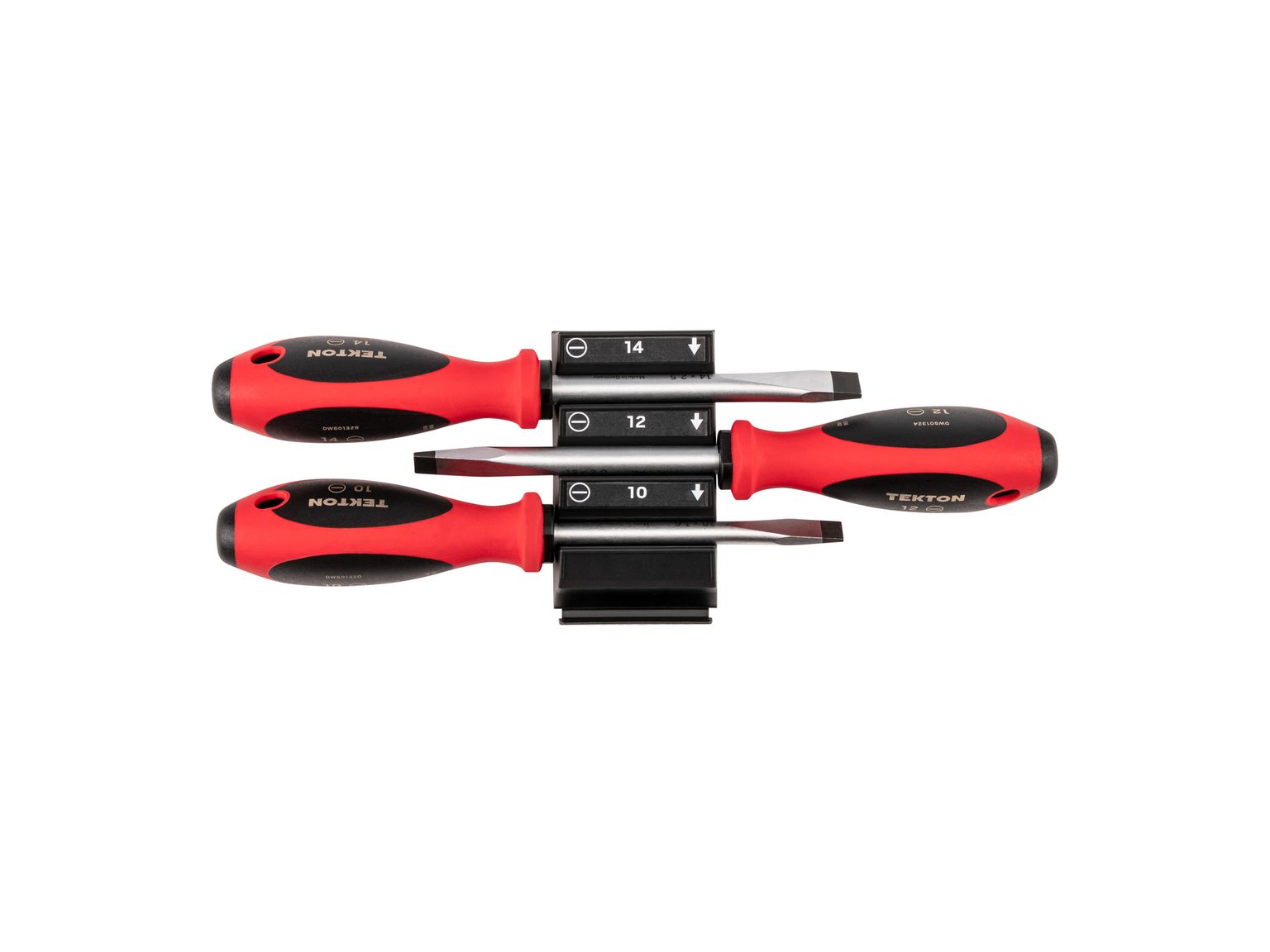 TEKTON Slotted Screwdriver Set with Modular Organizers - 4 Inch Shanks, 3-Piece (10 - 14 mm)