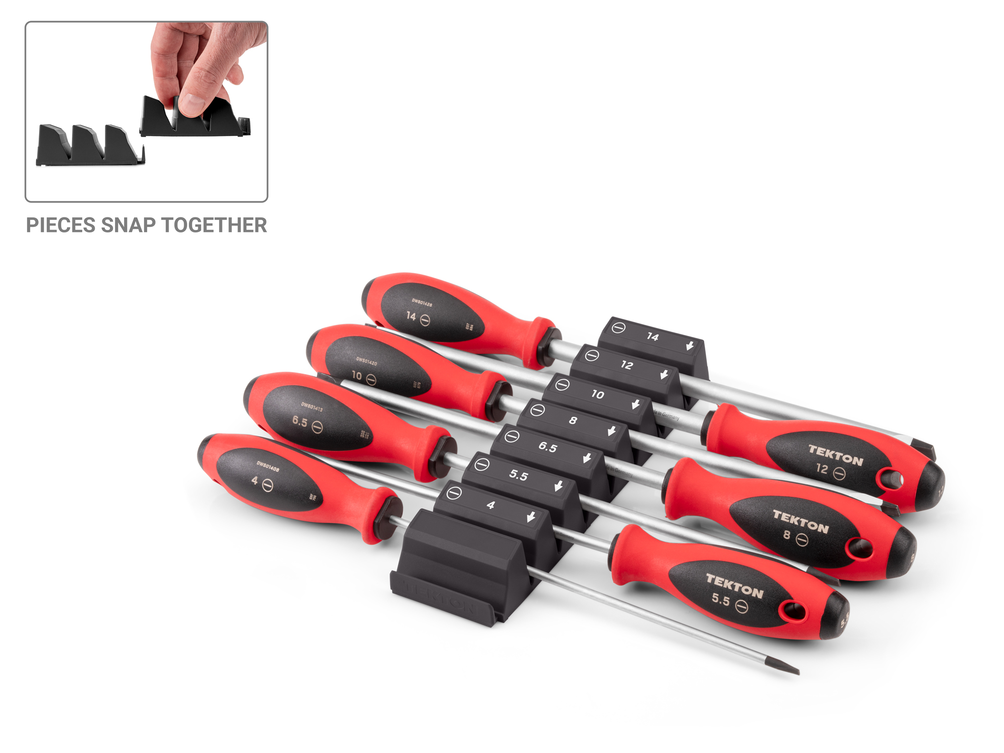 Slotted Screwdriver Set with Organizers, 7-Piece (4–14 mm) | TEKTON