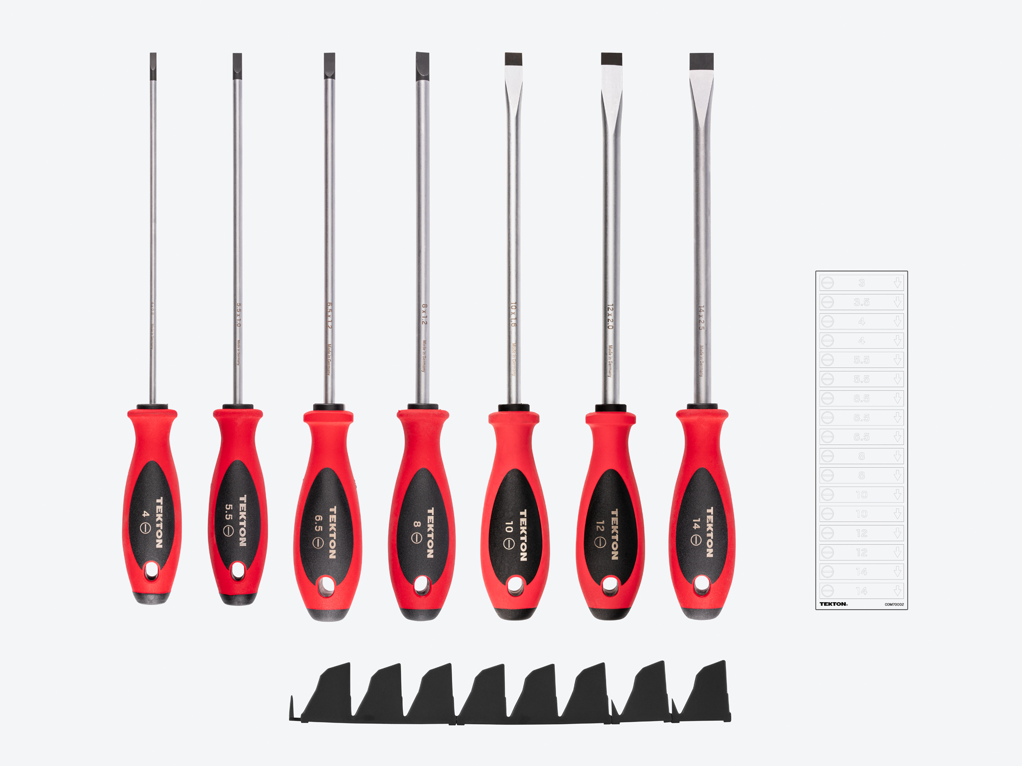 Slotted Screwdriver Set with Organizers, 7-Piece (4–14 mm) | TEKTON
