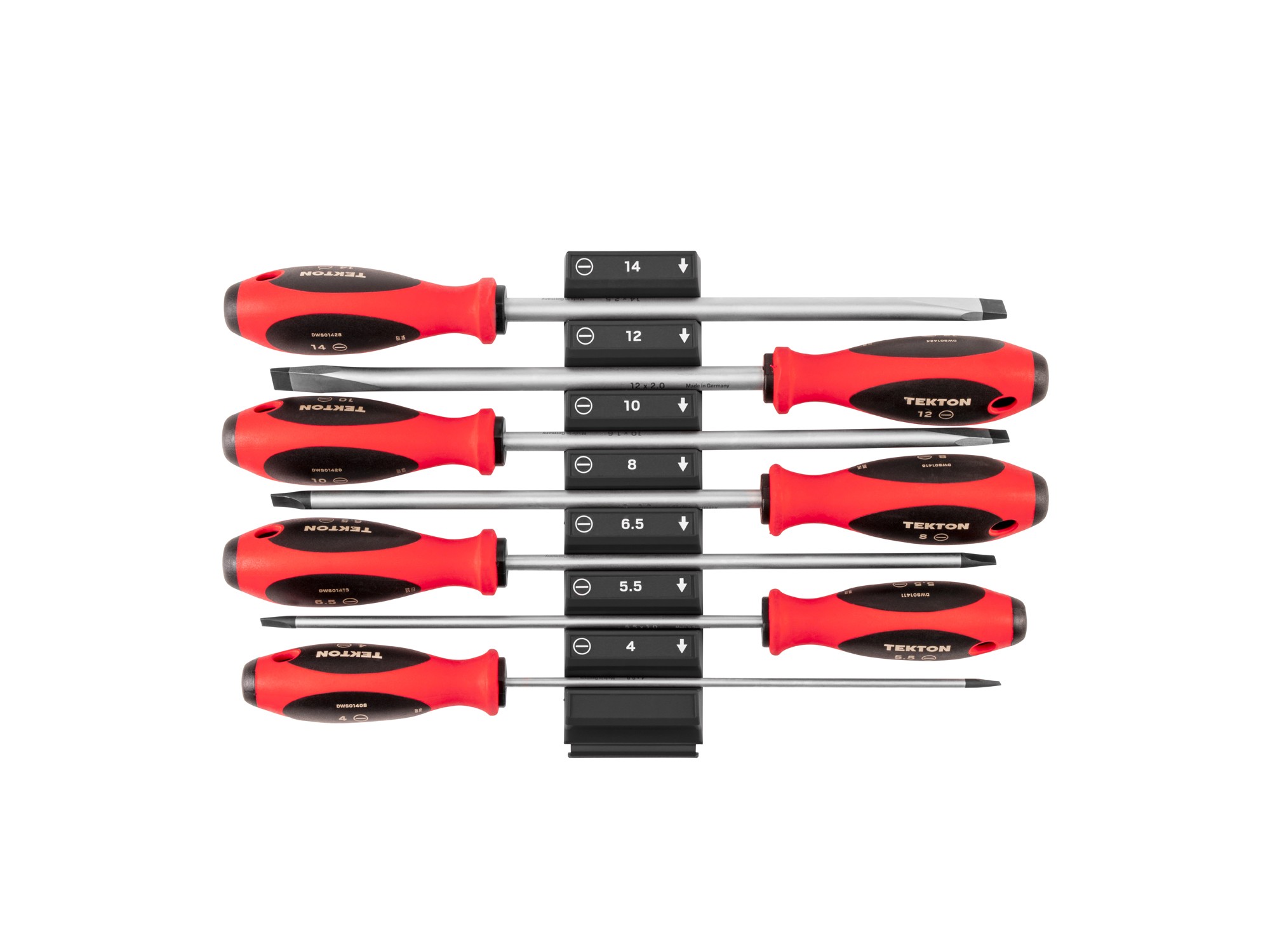 Slotted Screwdriver Set with Organizers, 7-Piece (4–14 mm) | TEKTON