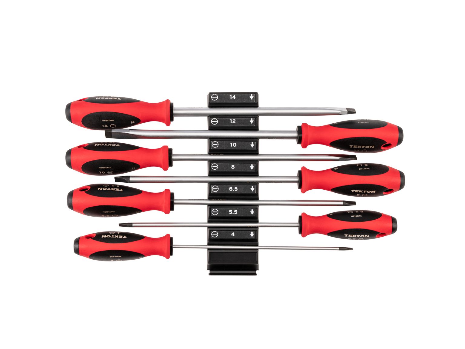 TEKTON Slotted Screwdriver Set with Modular Organizers - 8 Inch Shanks, 7-Piece (4 - 14 mm)