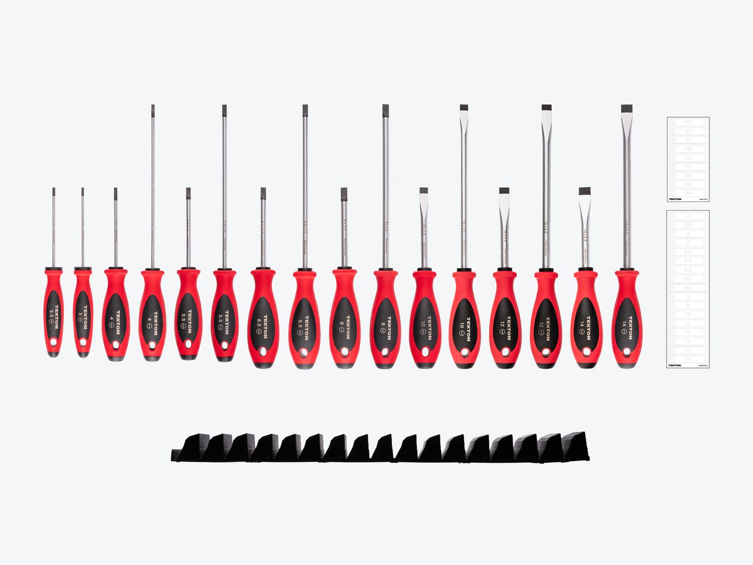 TEKTON Slotted Screwdriver Set with Modular Organizers - 4, 8 Inch Shanks, 16-Piece (3 - 14 mm)