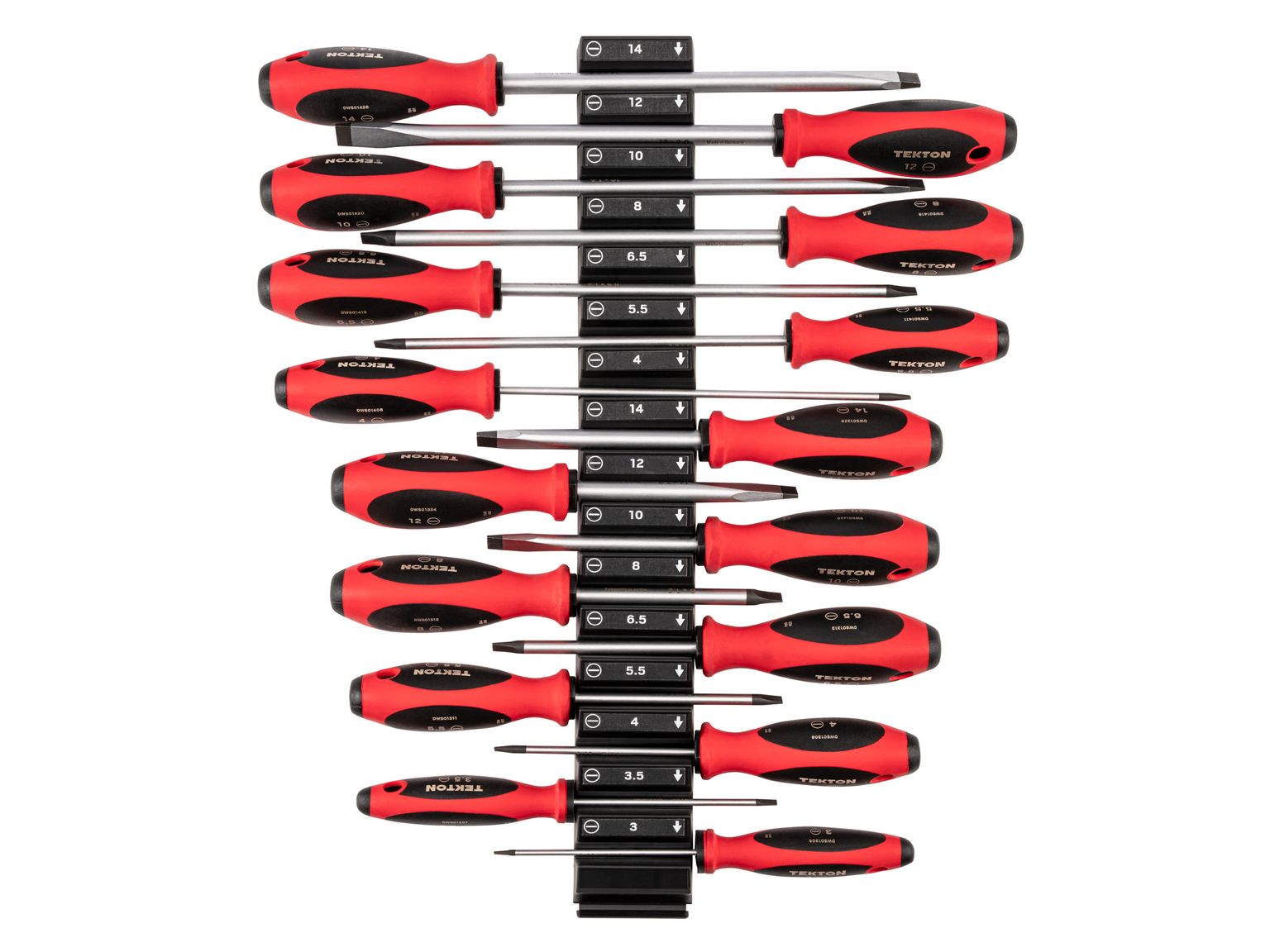 TEKTON Slotted Screwdriver Set with Modular Organizers - 4, 8 Inch Shanks, 16-Piece (3 - 14 mm)