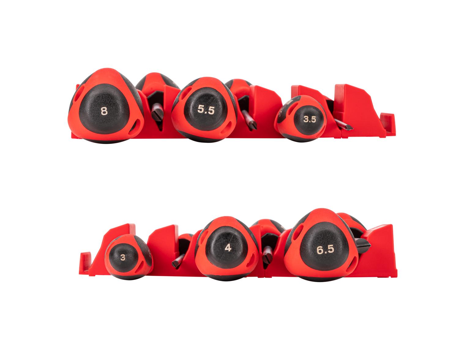 TEKTON Slotted Screwdriver Set with Red Modular Organizers - 4 Inch Shanks, 6-Piece (3 - 8 mm)