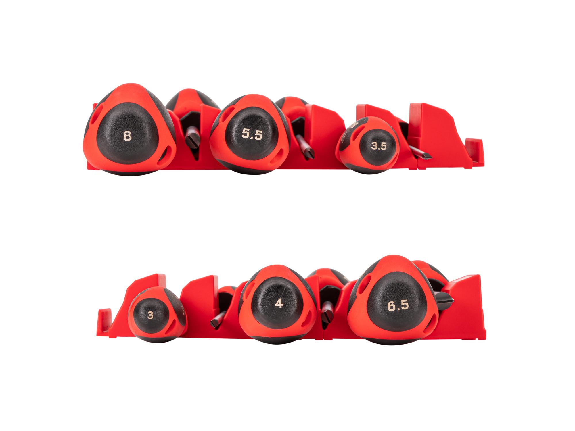 TEKTON Slotted Screwdriver Set with Red Modular Organizers - 4 Inch Shanks, 6-Piece (3 - 8 mm)