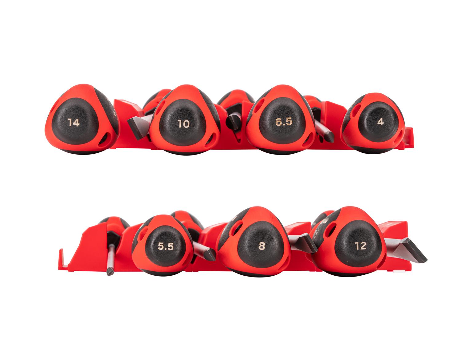 TEKTON Slotted Screwdriver Set with Red Modular Organizers - 8 Inch Shanks, 7-Piece (4 -14 mm)