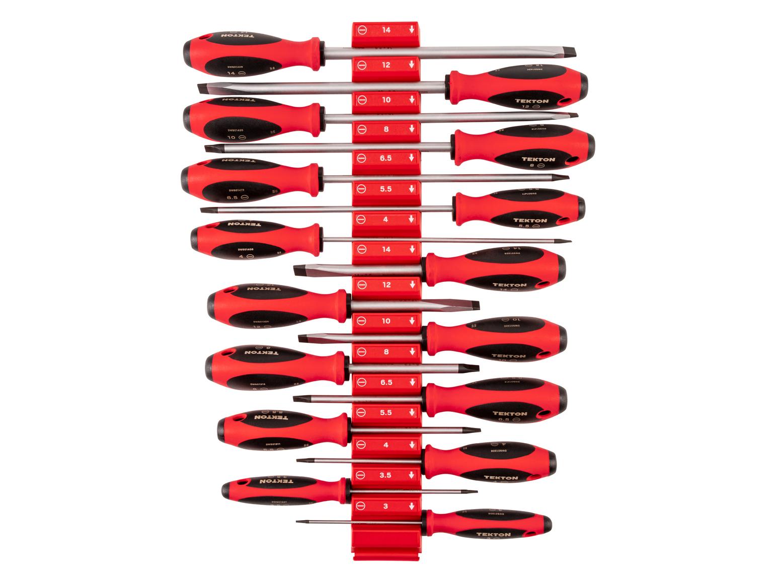 TEKTON Slotted Screwdriver Set with Red Modular Organizers - 4, 8 Inch Shanks, 16-Piece (3 - 14 mm)