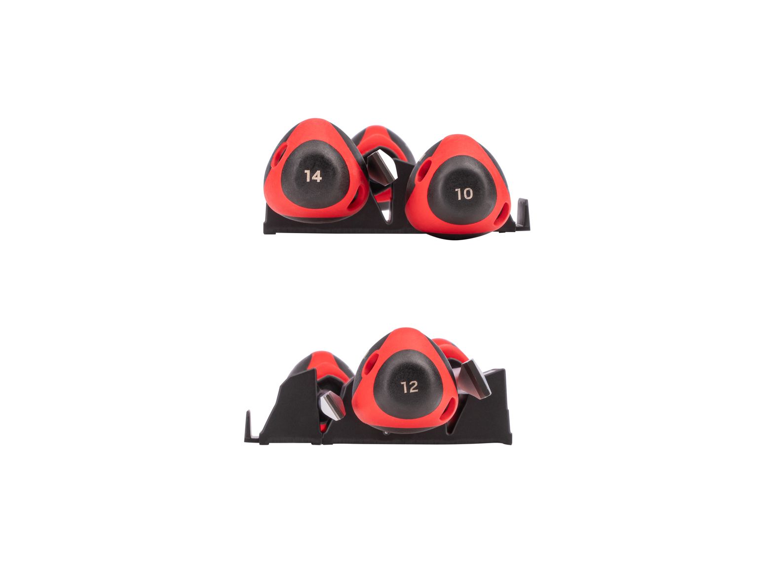 Side view of Tekton black screwdriver set. Item #DWS90111