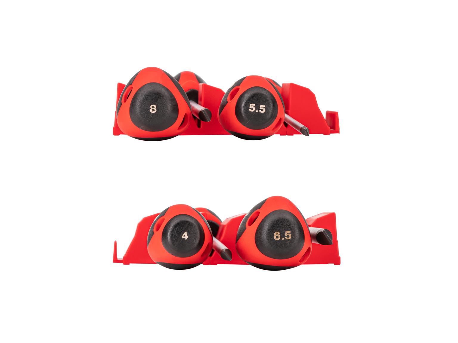 TEKTON Slotted Screwdriver Set with Red Modular Organizers - 8 Inch Shanks, 4-Piece (4 - 8 mm)