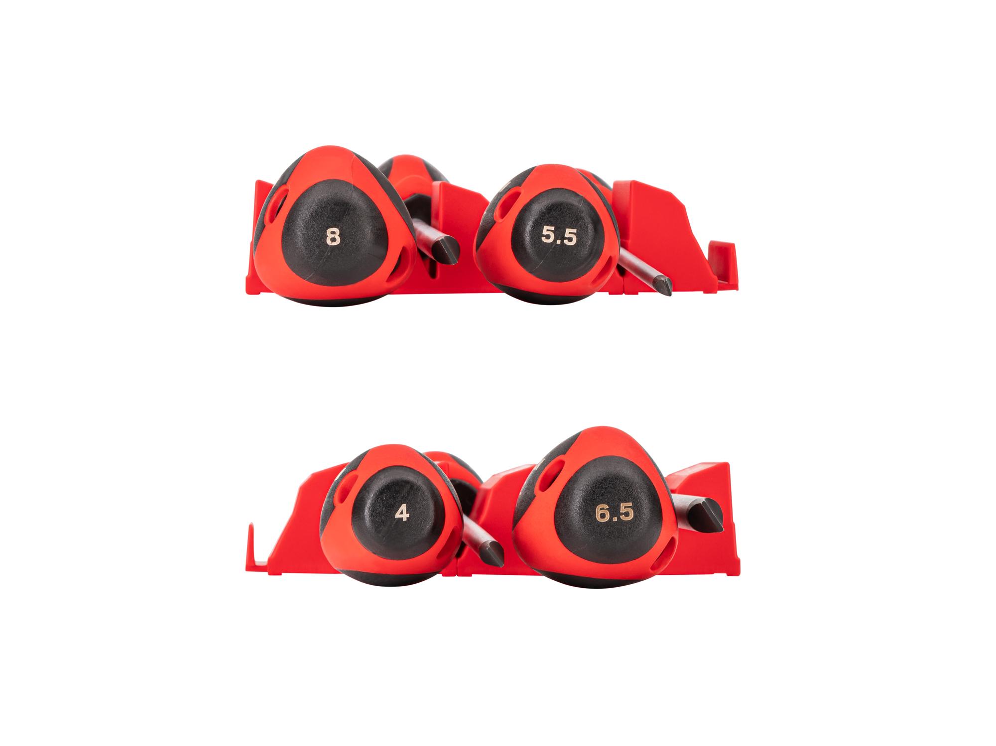 TEKTON Slotted Screwdriver Set with Red Modular Organizers - 8 Inch Shanks, 4-Piece (4 - 8 mm)