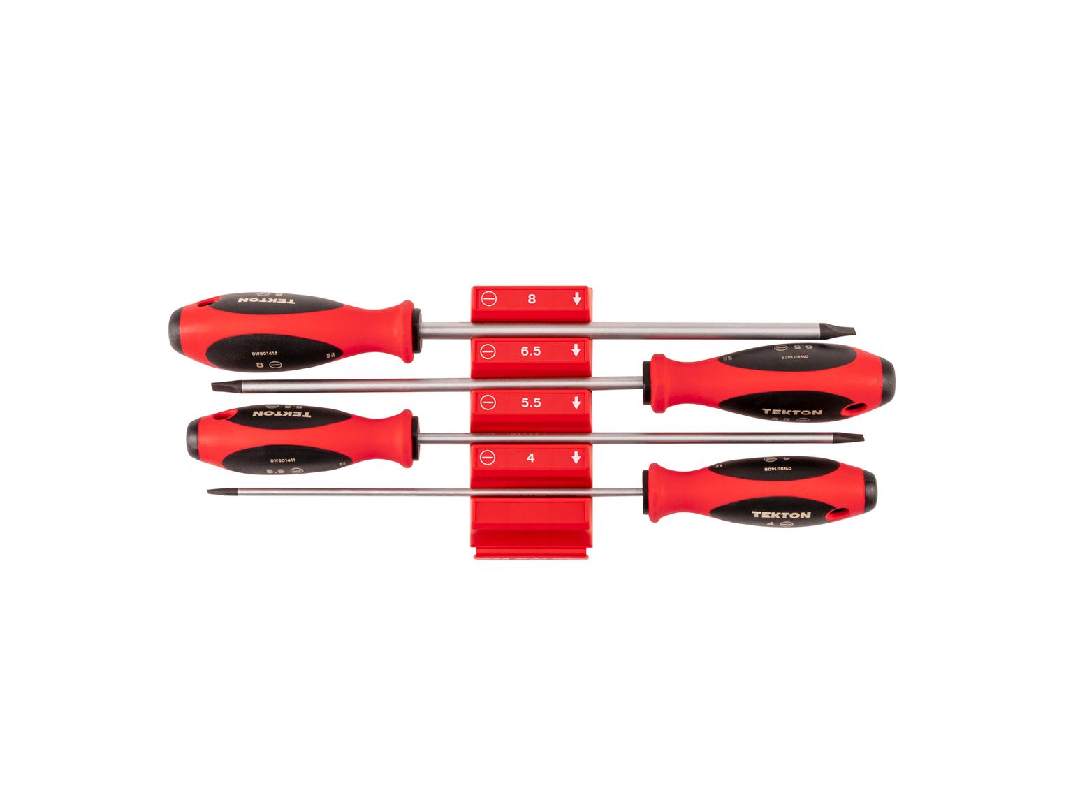 TEKTON Slotted Screwdriver Set with Red Modular Organizers - 8 Inch Shanks, 4-Piece (4 - 8 mm)