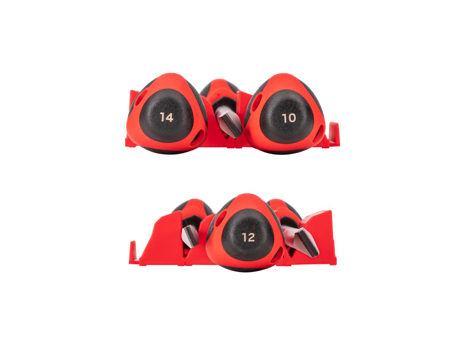 TEKTON Slotted Screwdriver Set with Red Modular Organizers - 8 Inch Shanks, 3-Piece (10 - 14 mm)