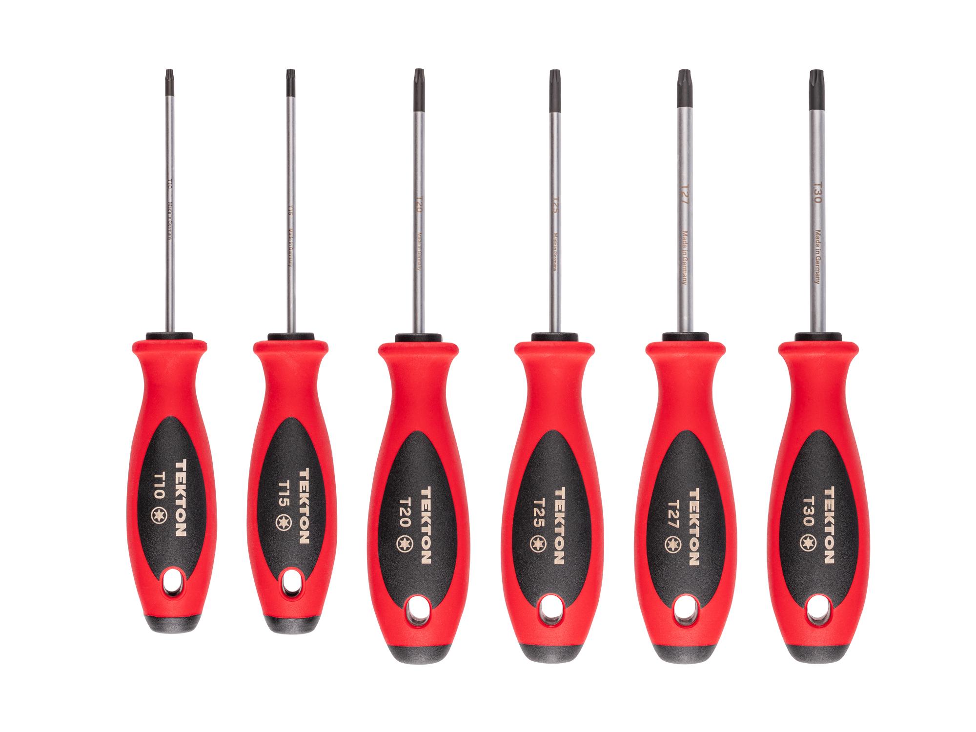 Top view of Tekton 4 inch screwdriver set. Item #DWT90001
