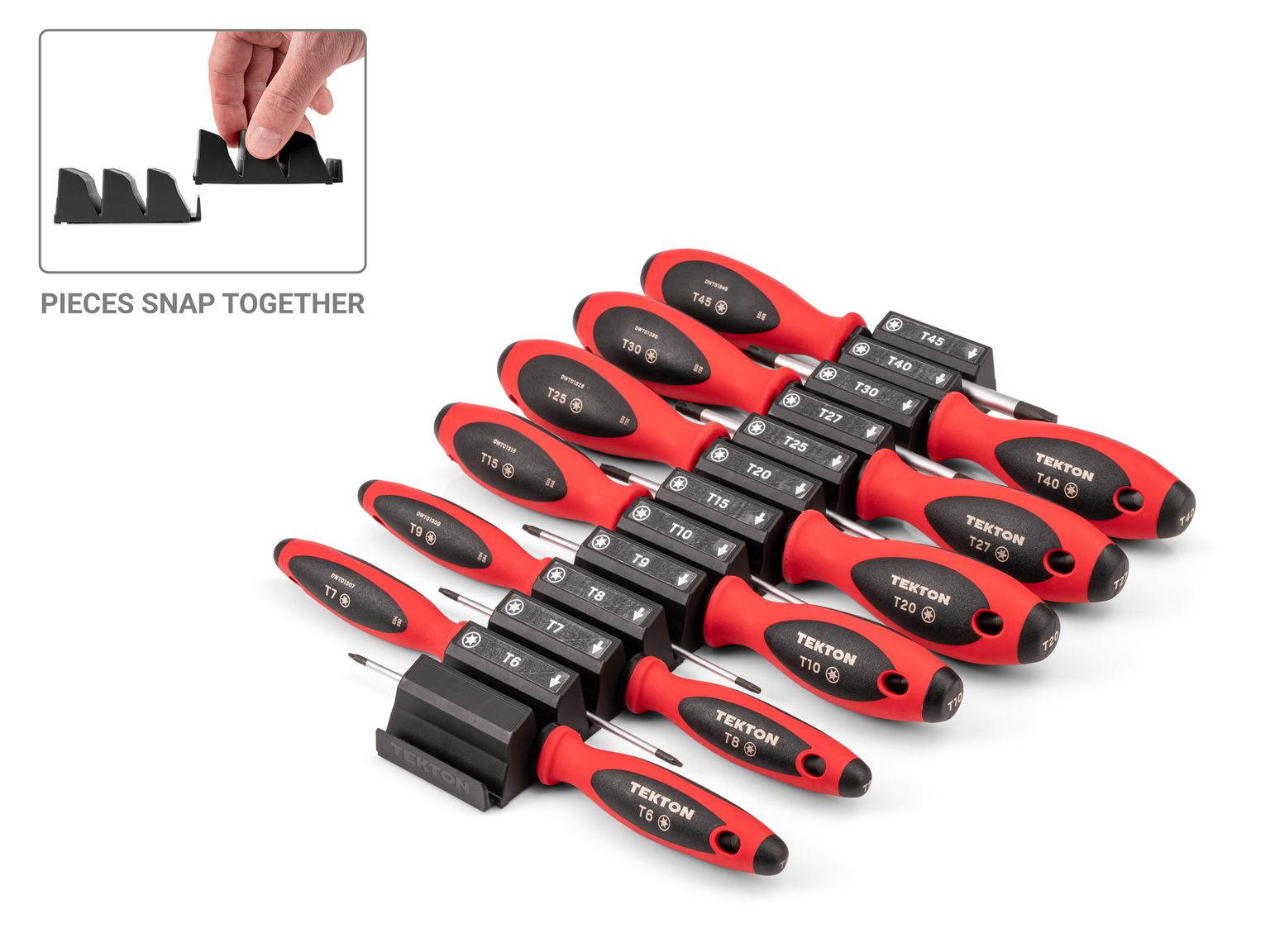 TEKTON Torx Screwdriver Set with Modular Organizers - 4 Inch Shanks, 12-Piece (T6 - T45)