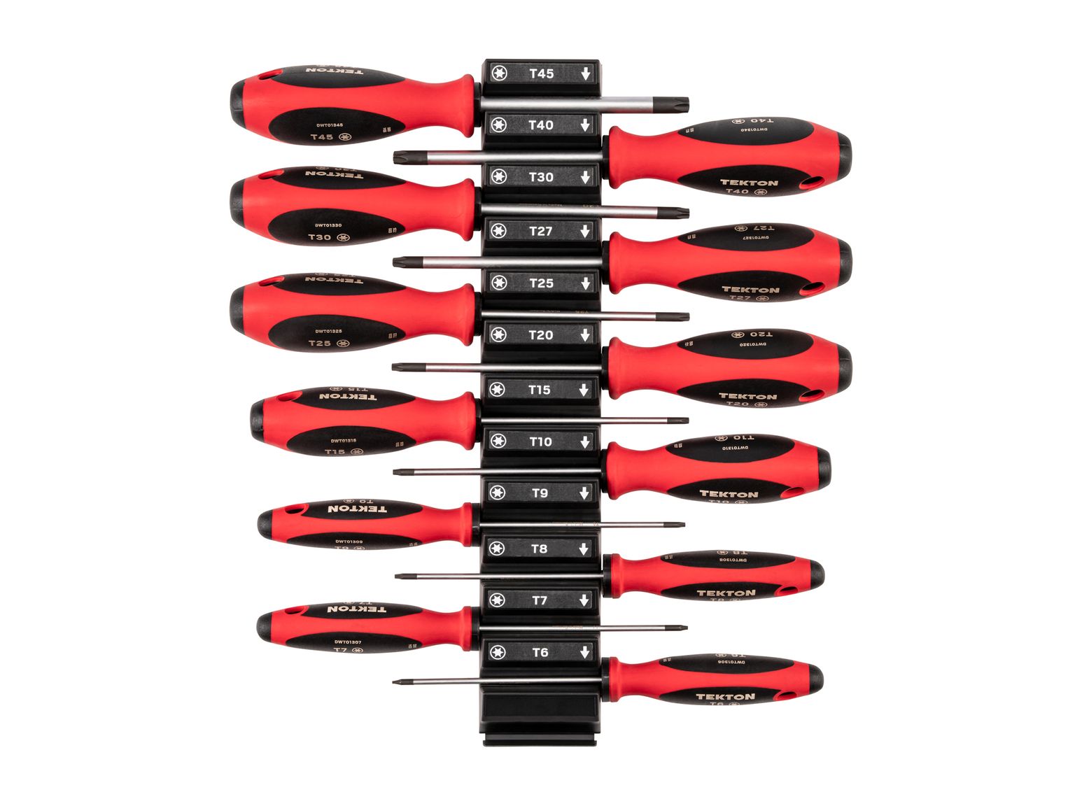 TEKTON Torx Screwdriver Set with Modular Organizers - 4 Inch Shanks, 12-Piece (T6 - T45)