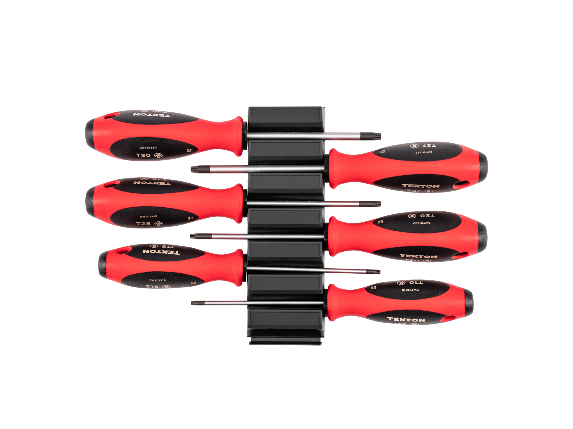 Top view of  Tekton 4 inch screwdriver set. Item #DWT90101