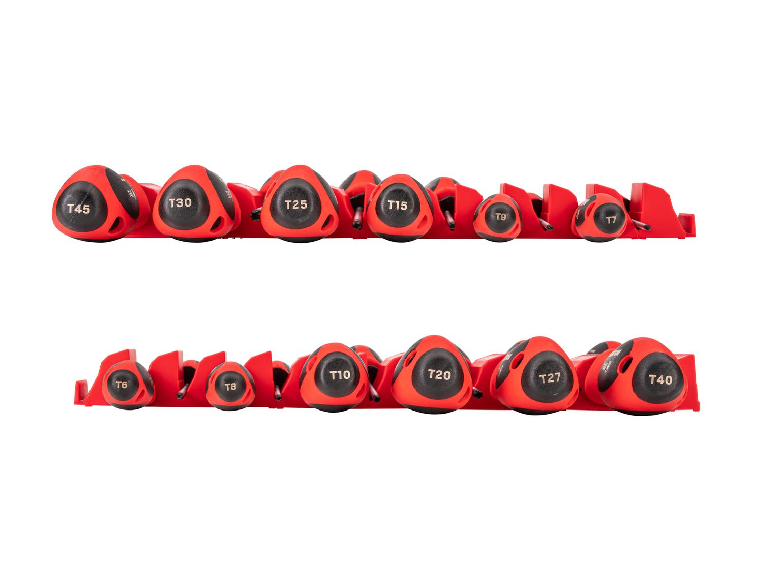 TEKTON Torx Screwdriver Set with Red Modular Organizers - 4 Inch Shanks, 12-Piece (T6 - T45)