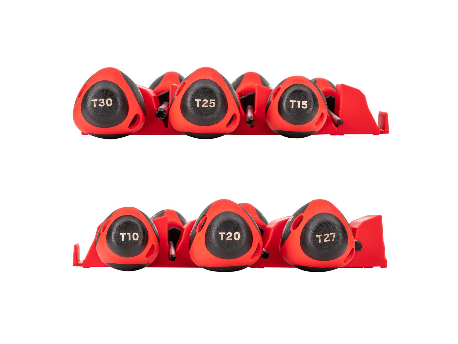 TEKTON Torx Screwdriver Set with Red Modular Organizers - 4 Inch Shanks, 6-Piece (T10 - T30)